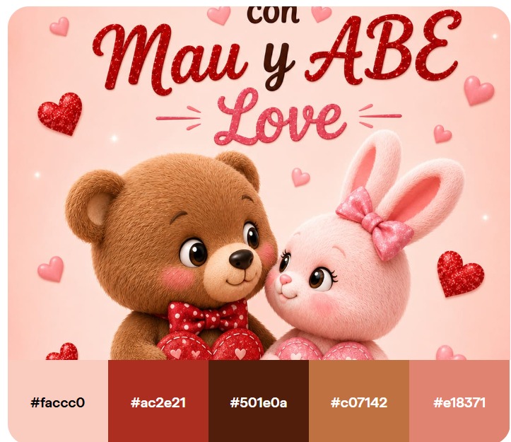 Ilustración de la colección Amor Bonito con Mau y ABE abrazándose con ternura